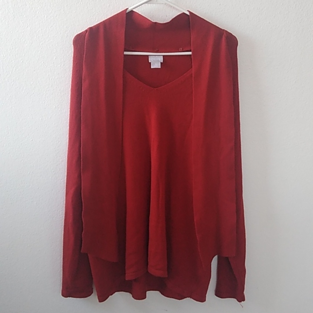Chico's Sweater with Detachable Scarf Size 2 Color Burnt Orange Pullover